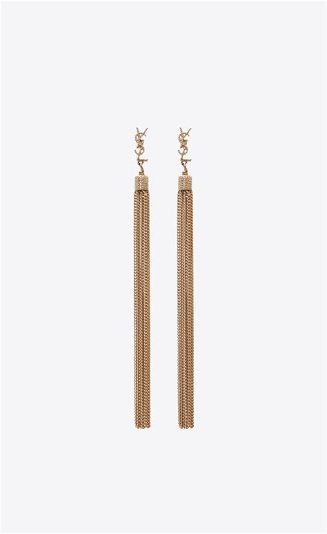 Loulou earrings with chain tassels in light gold  